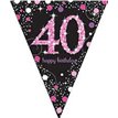 40TH PINK SPARKLES PENNANT BANNER