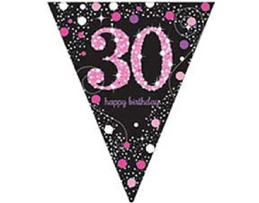 30TH PINK SPARKLES PENNANT BANNER