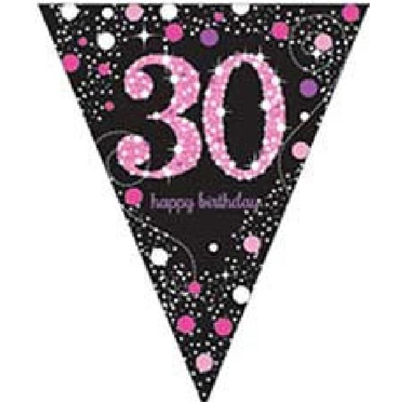 30TH PINK SPARKLES PENNANT BANNER