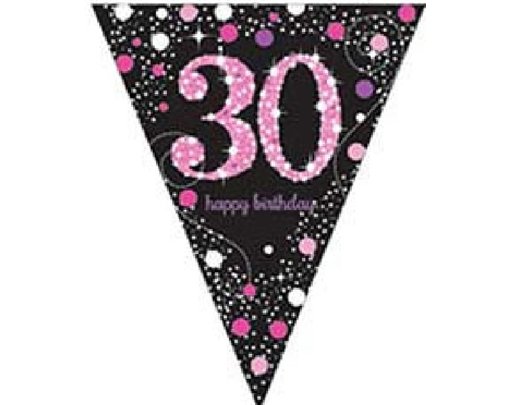 30TH PINK SPARKLES PENNANT BANNER