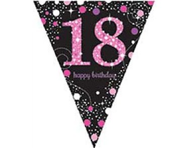 18TH PINK SPARKLES PENNANT BANNER