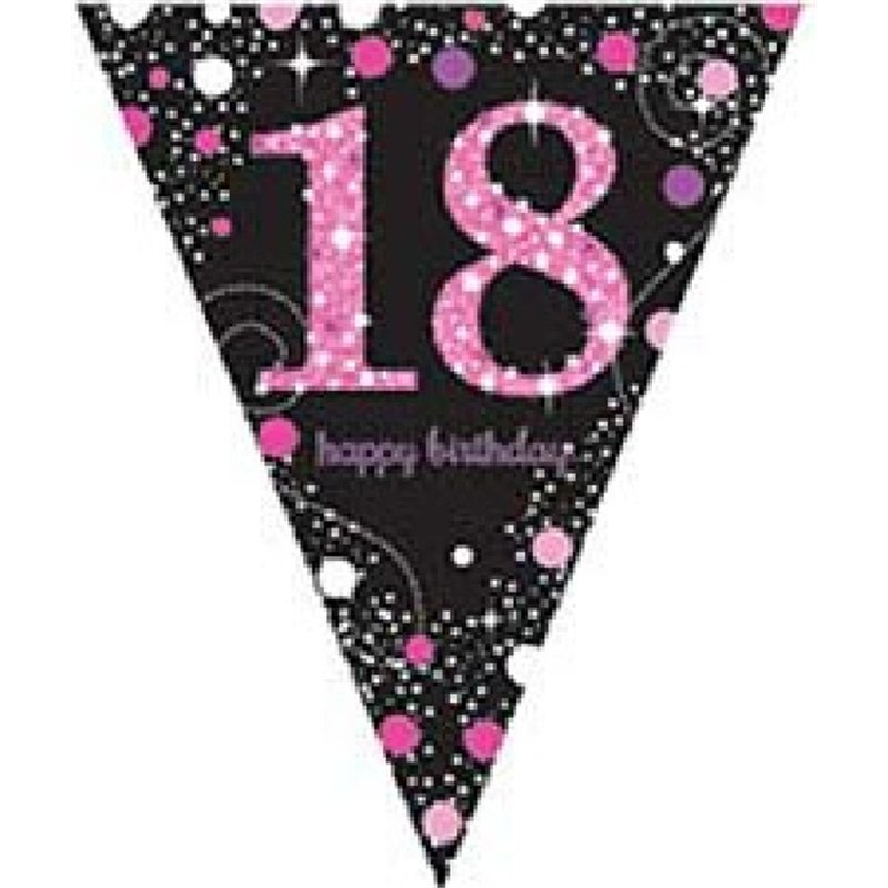 18TH PINK SPARKLES PENNANT BANNER