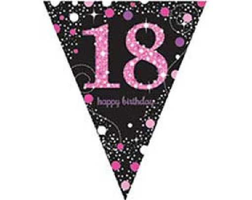 18TH PINK SPARKLES PENNANT BANNER