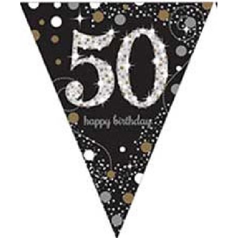 50TH GOLD SPARKLES PENNANT BANNER