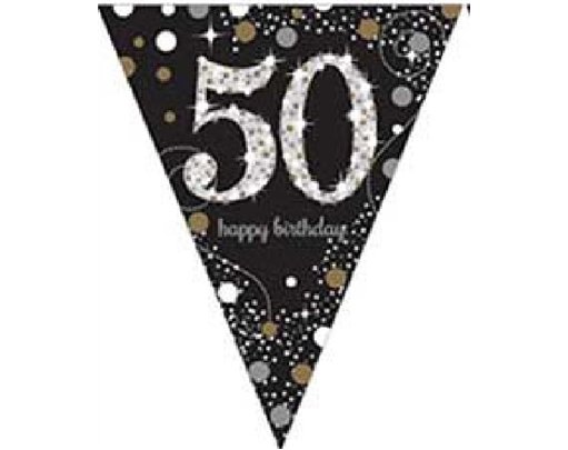 50TH GOLD SPARKLES PENNANT BANNER