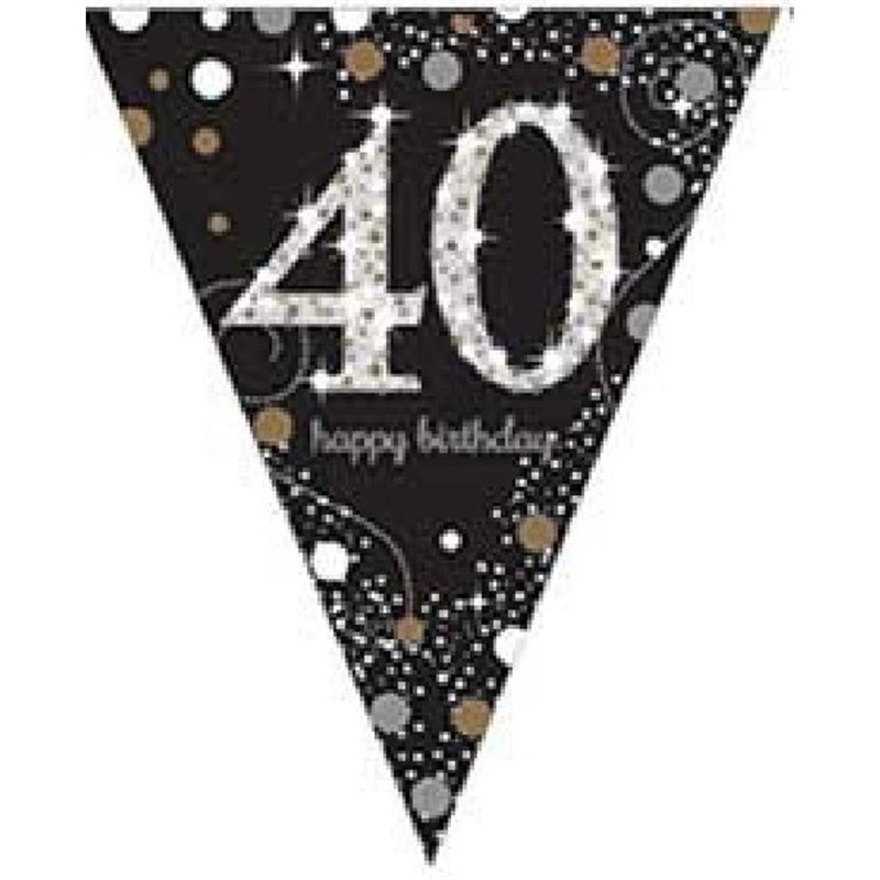 40TH GOLD SPARKLES PENNANT BANNER