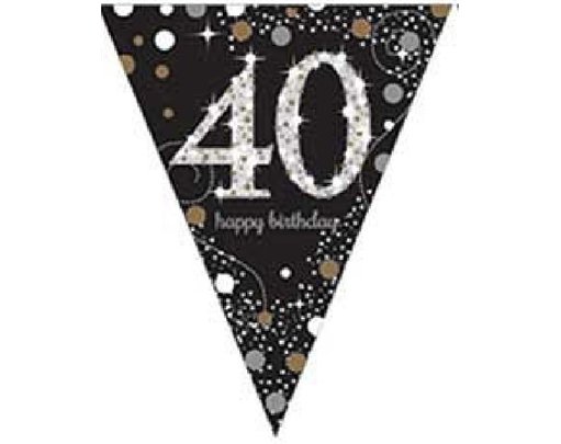 40TH GOLD SPARKLES PENNANT BANNER