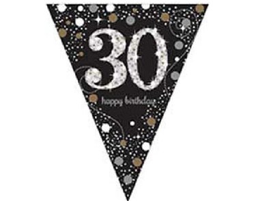 30TH GOLD SPARKLES PENNANT BANNER