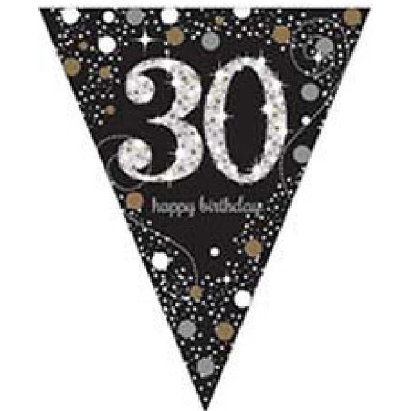 30TH GOLD SPARKLES PENNANT BANNER