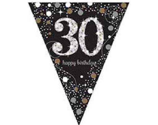 30TH GOLD SPARKLES PENNANT BANNER