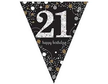 21ST GOLD SPARKLES PENNANT BANNER