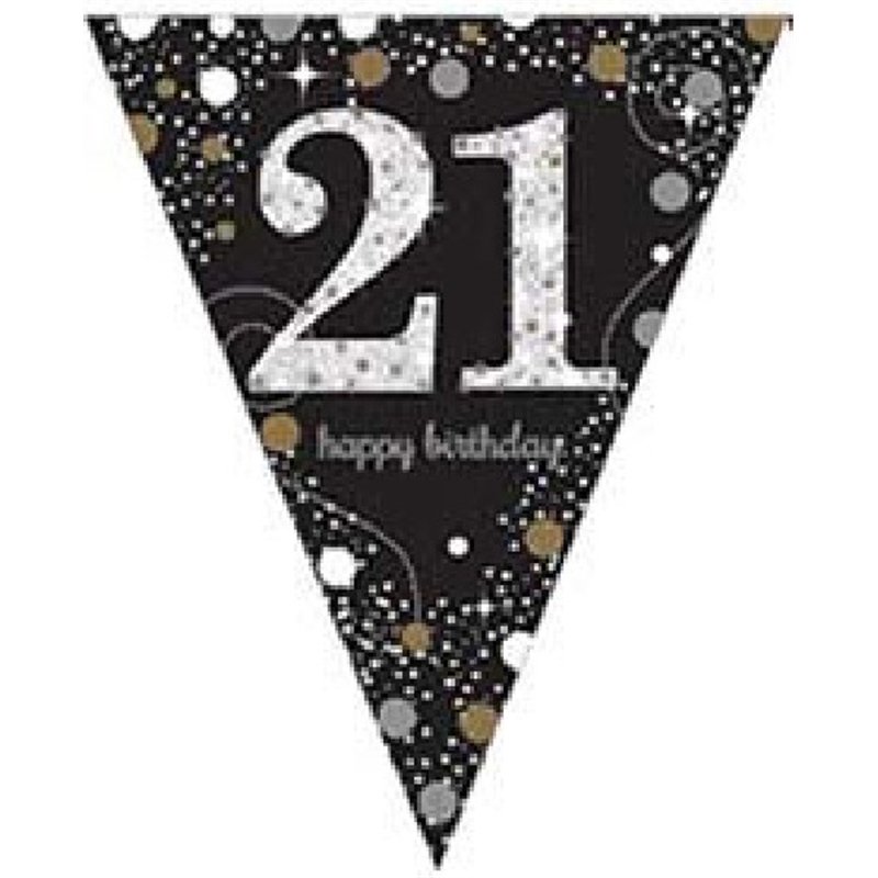 21ST GOLD SPARKLES PENNANT BANNER