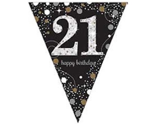 21ST GOLD SPARKLES PENNANT BANNER