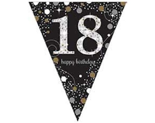 18TH GOLD & BLACK SPARKLES PENNANT BANNER