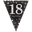 18TH GOLD & BLACK SPARKLES PENNANT BANNER