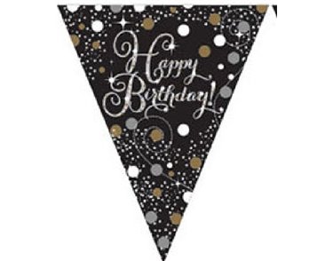 B/DAY GOLD SPARKLES PENNANT BANNER
