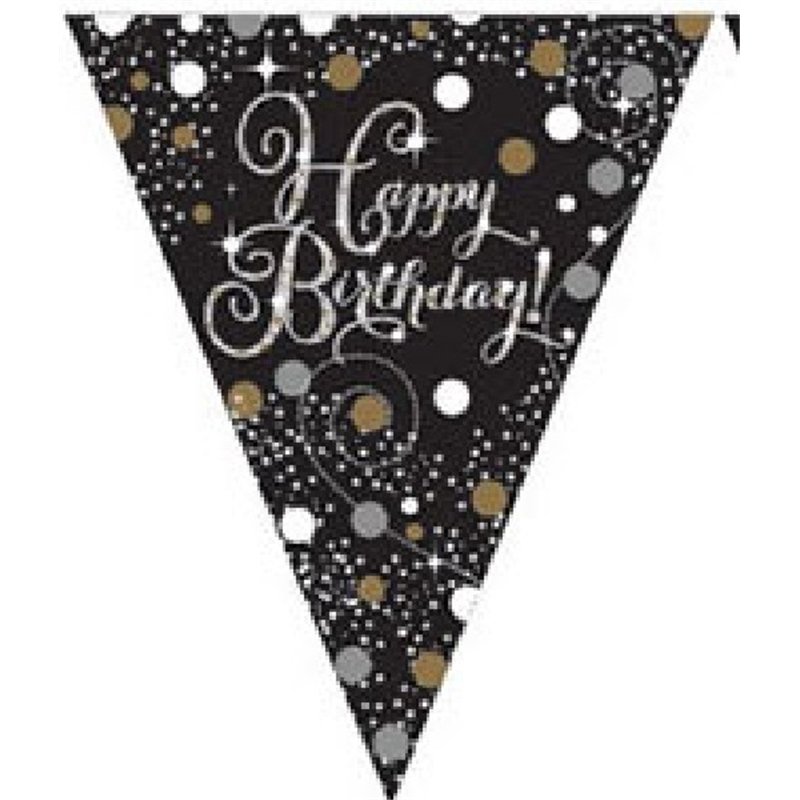 B/DAY GOLD SPARKLES PENNANT BANNER