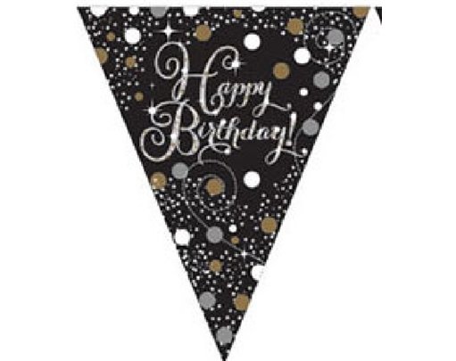 B/DAY GOLD SPARKLES PENNANT BANNER