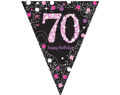 70TH PINK SPARKLES PENNANT BANNER