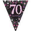 70TH PINK SPARKLES PENNANT BANNER