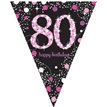 80TH PINK SPARKLES PENNANT BANNER