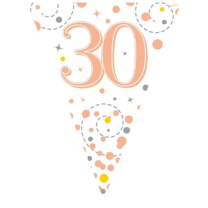 3.9M WHITE & ROSE GOLD 30TH BUNTING