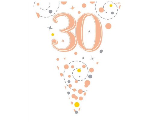 3.9M WHITE & ROSE GOLD 30TH BUNTING