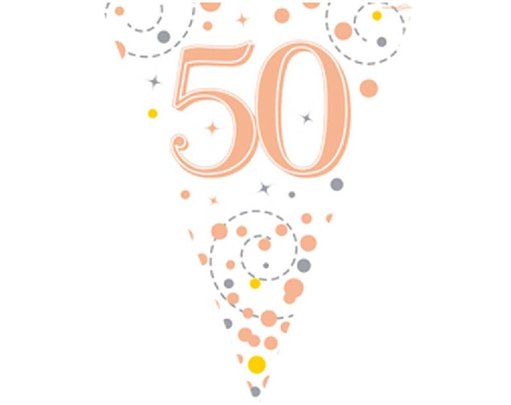 3.9M WHITE & ROSE GOLD 50TH BUNTING