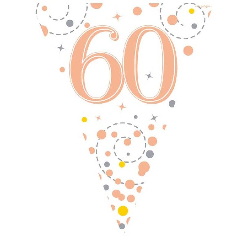 3.9M WHITE & ROSE GOLD 60TH BUNTING