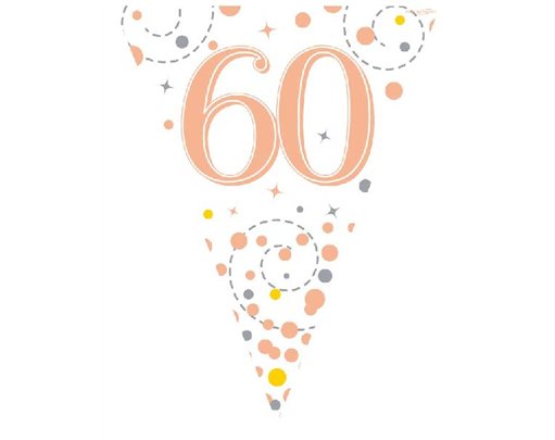 3.9M WHITE & ROSE GOLD 60TH BUNTING
