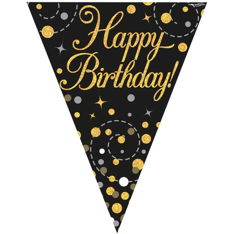 3.9M BLACK & GOLD HAPPY B/DAY BUNTING