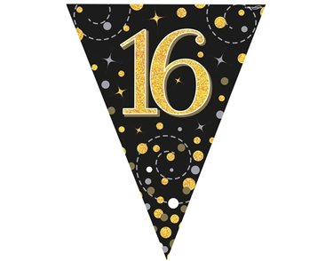 3.9M BLACK & GOLD 16TH BUNTING