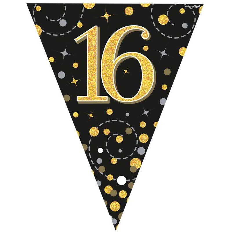 3.9M BLACK & GOLD 16TH BUNTING