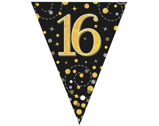 3.9M BLACK & GOLD 16TH BUNTING