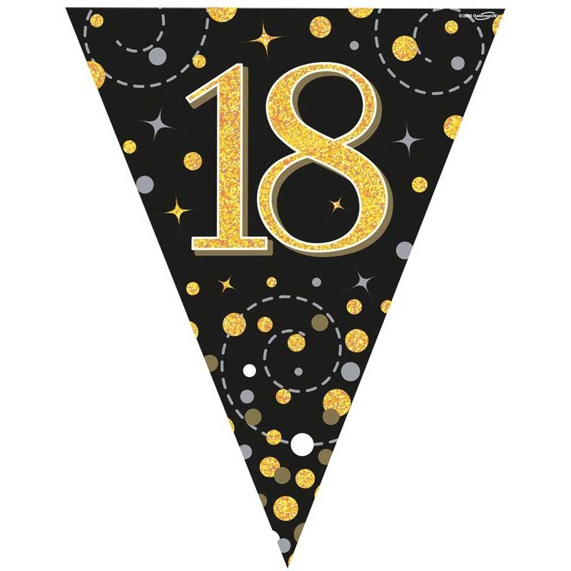 3.9M BLACK & GOLD 18TH BUNTING