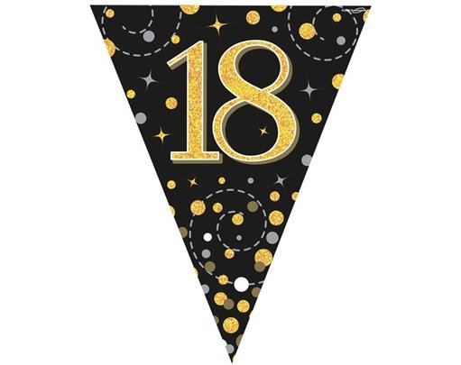 3.9M BLACK & GOLD 18TH BUNTING