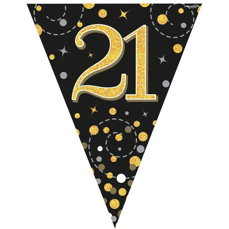 3.9M BLACK & GOLD 21ST BUNTING