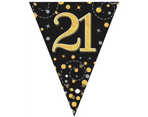 3.9M BLACK & GOLD 21ST BUNTING