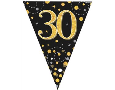 3.9M BLACK & GOLD 30TH BUNTING