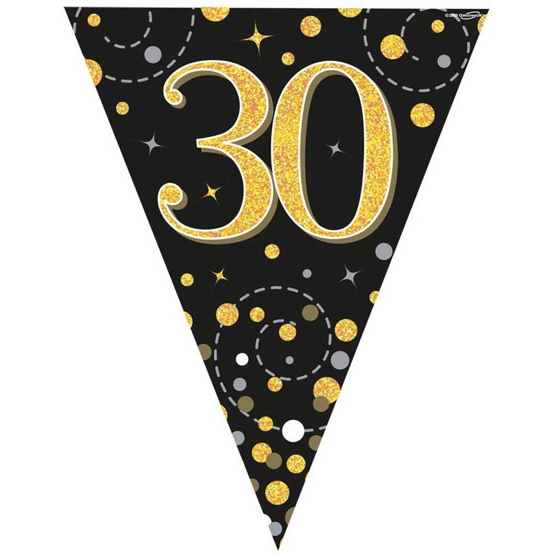 3.9M BLACK & GOLD 30TH BUNTING