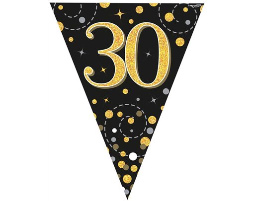 3.9M BLACK & GOLD 30TH BUNTING