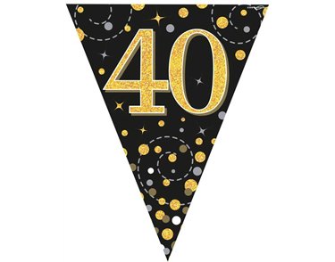 3.9M BLACK & GOLD 40TH BUNTING