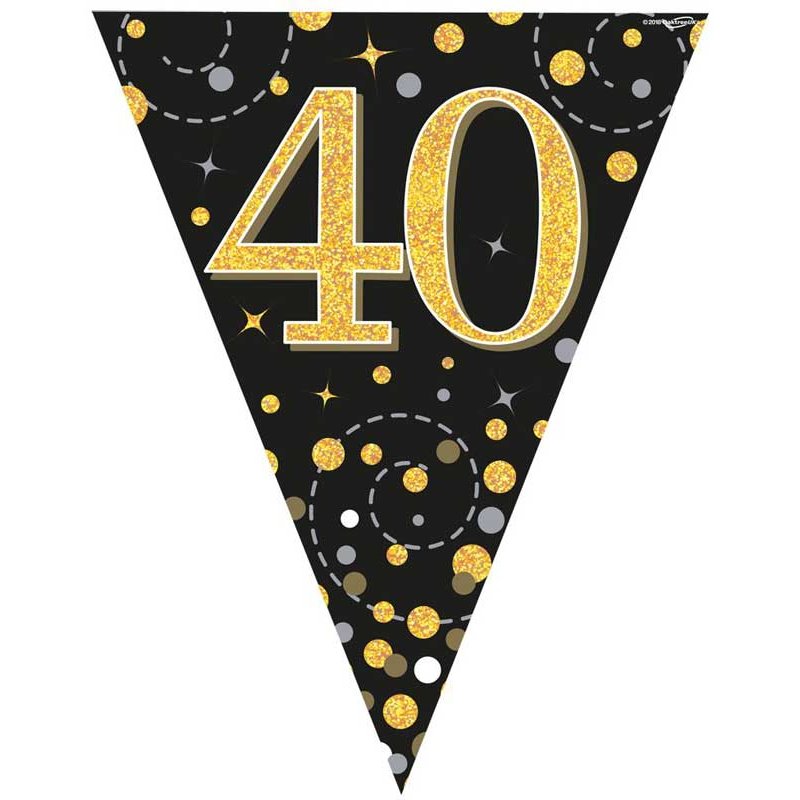 3.9M BLACK & GOLD 40TH BUNTING