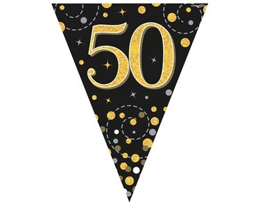 3.9M BLACK & GOLD 50TH BUNTING