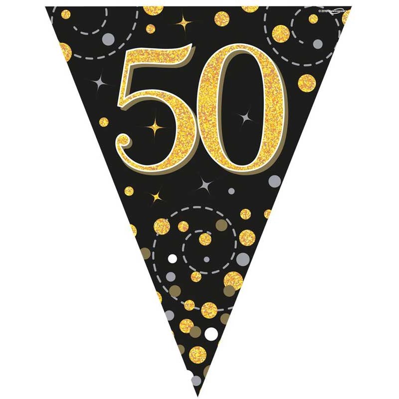 3.9M BLACK & GOLD 50TH BUNTING
