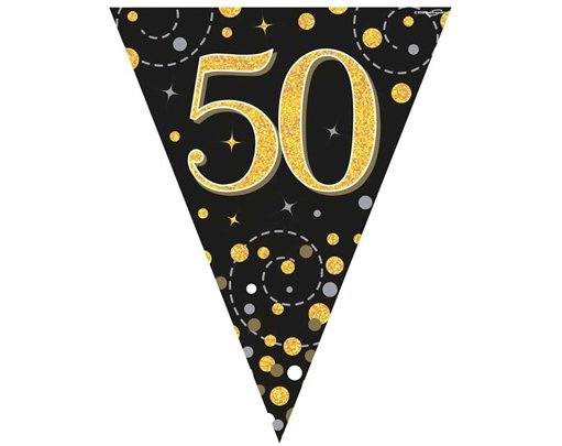 3.9M BLACK & GOLD 50TH BUNTING