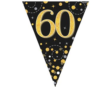 3.9M BLACK & GOLD 60TH BUNTING