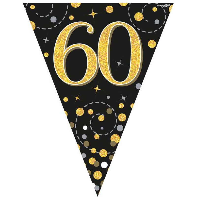 3.9M BLACK & GOLD 60TH BUNTING