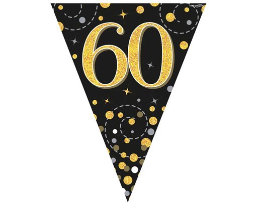 3.9M BLACK & GOLD 60TH BUNTING