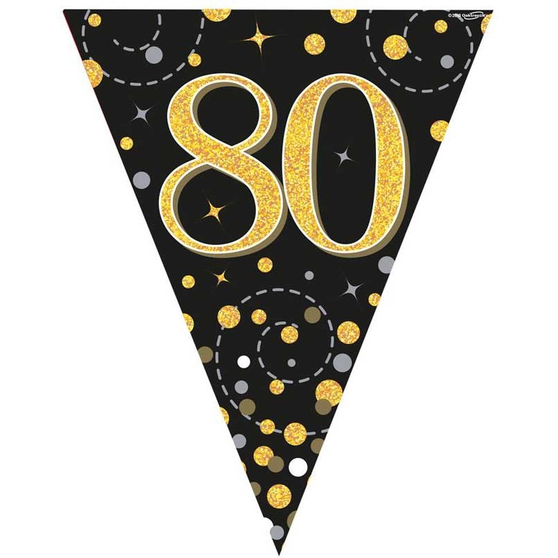3.9M BLACK & GOLD 80TH BUNTING